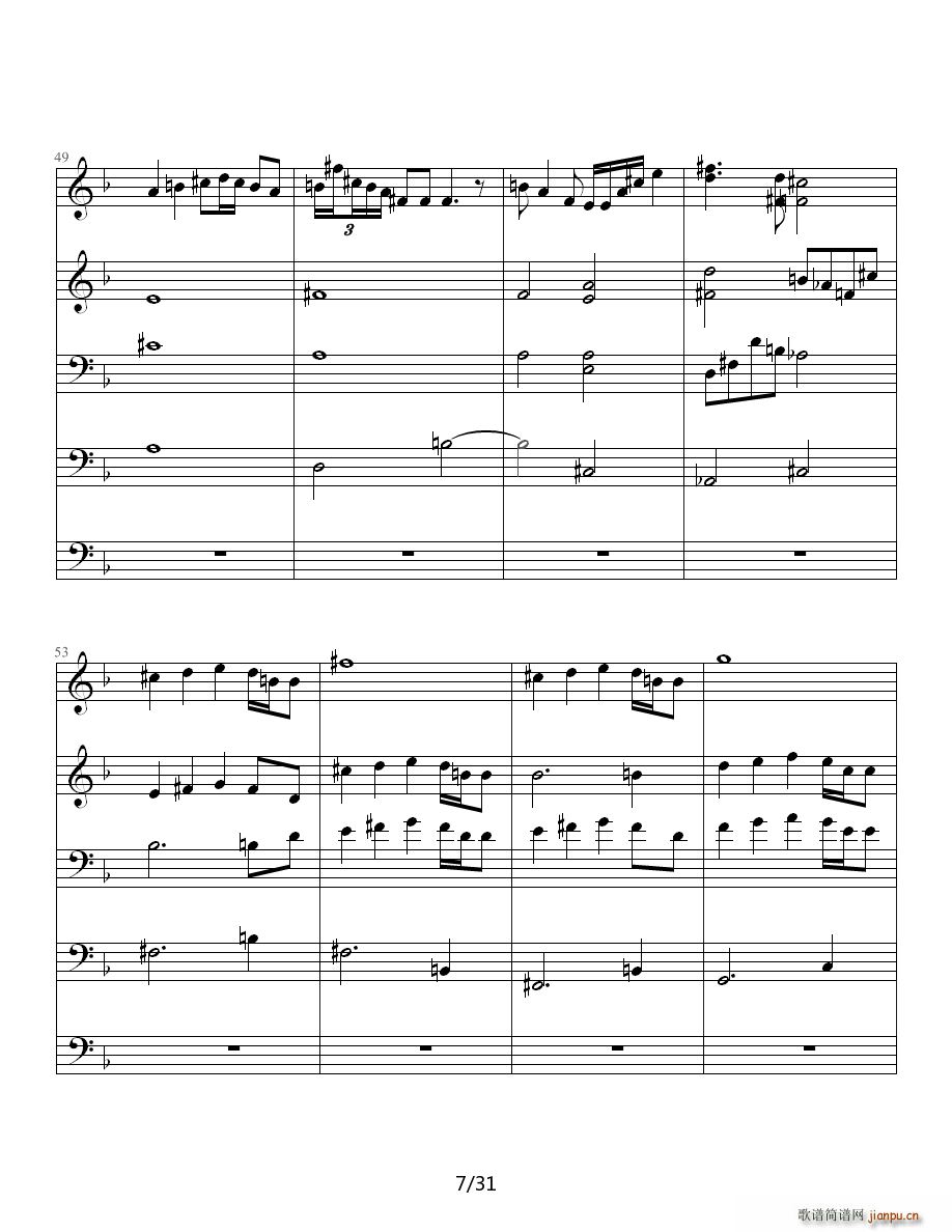 德沃夏克最著名的一首弦乐四重奏中的第一乐章(钢琴谱)7