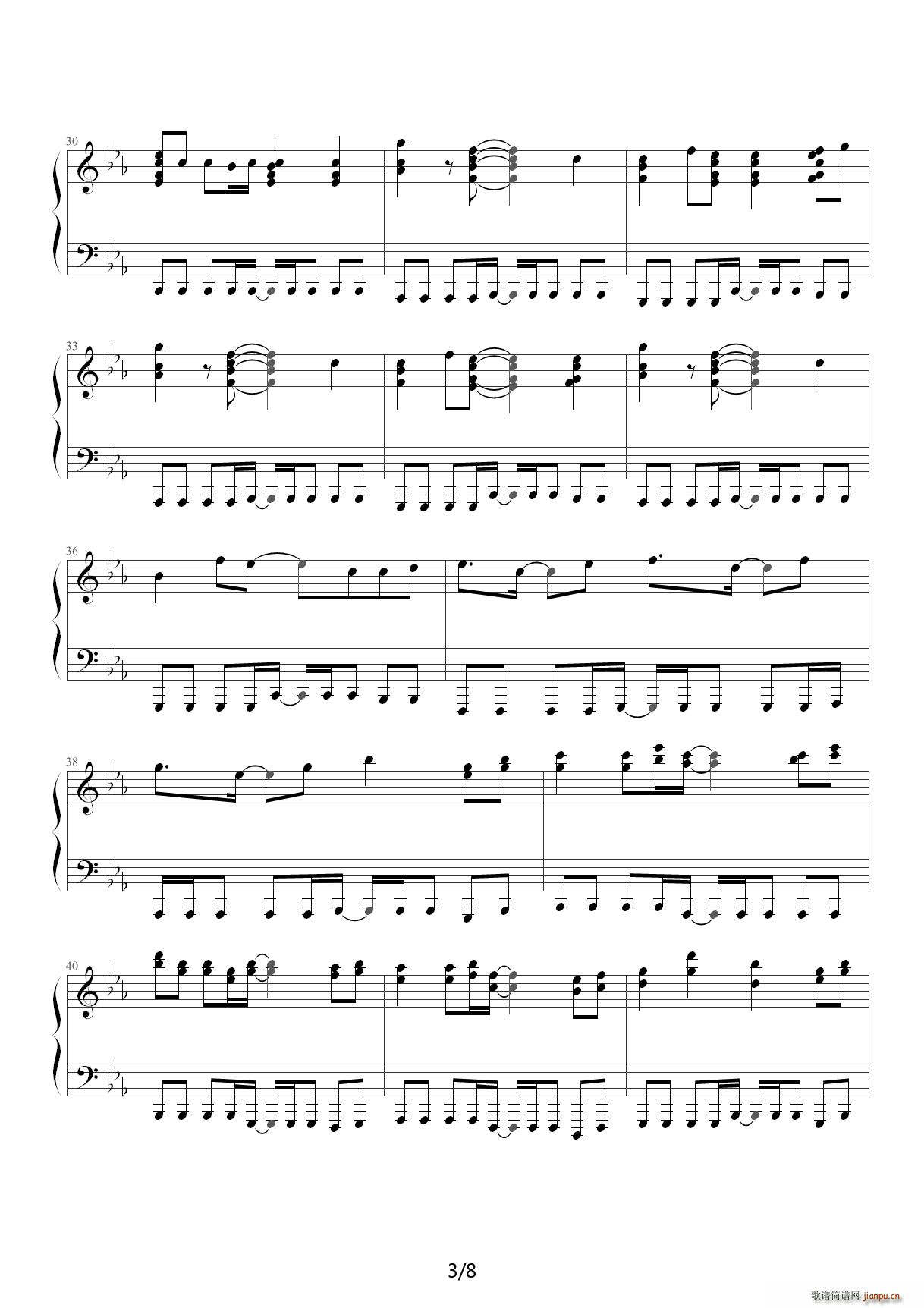 Rage Your Dream 头文字D结尾钢琴完整版动画片 降E调(钢琴谱)3