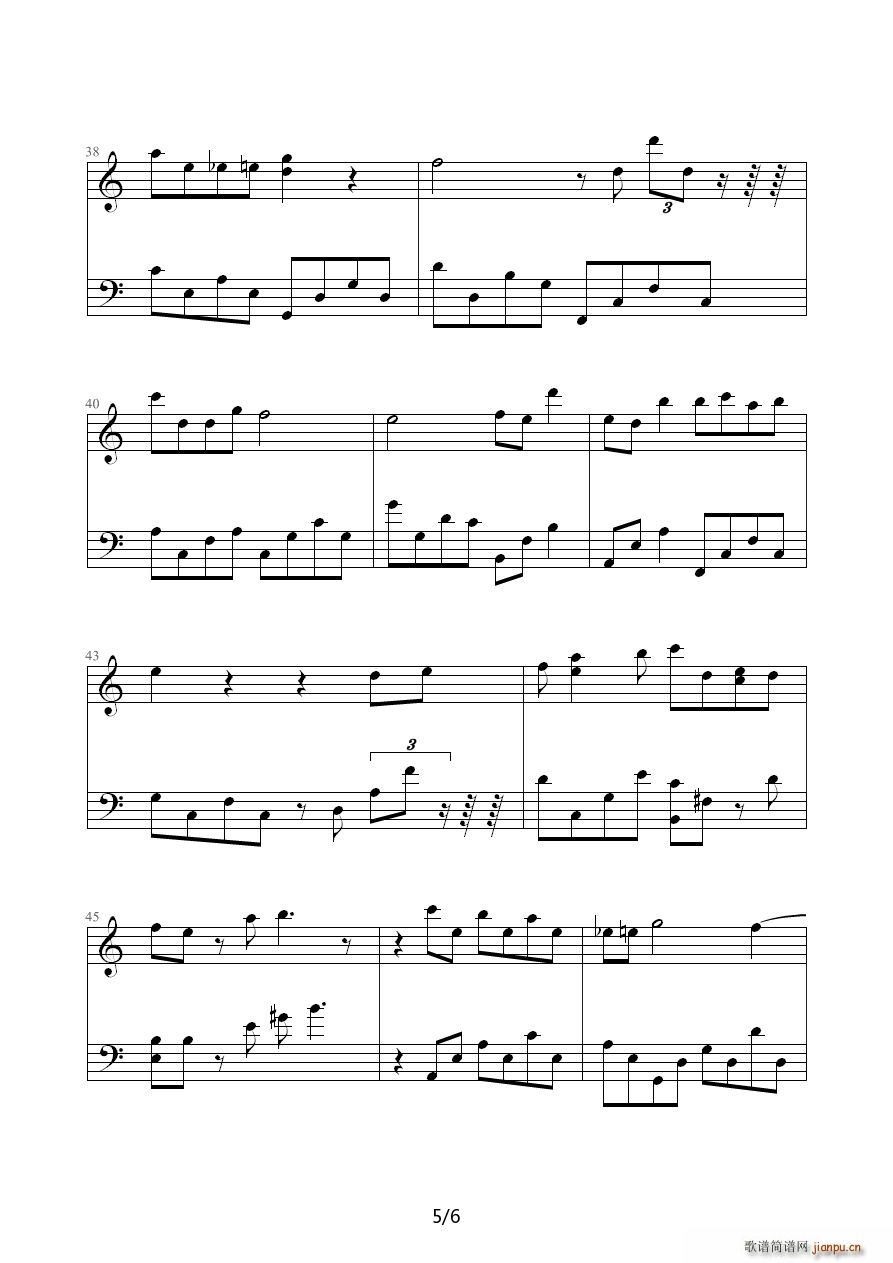 Tears of the angel 妻子的诱惑 C调(钢琴谱)5