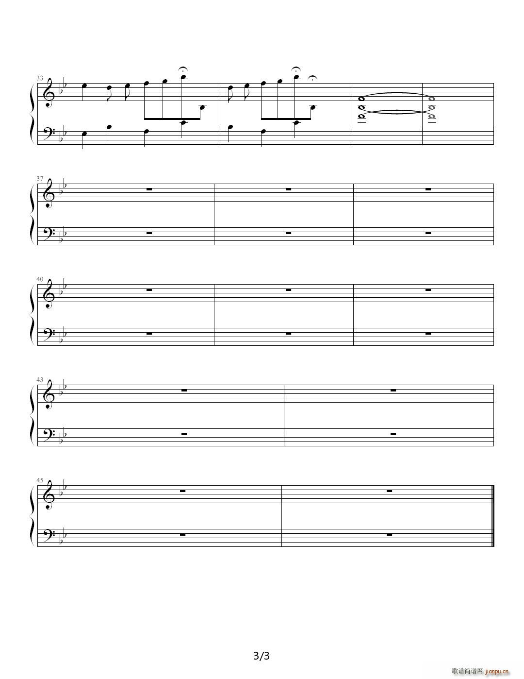 糁械幕 C调(钢琴谱)3