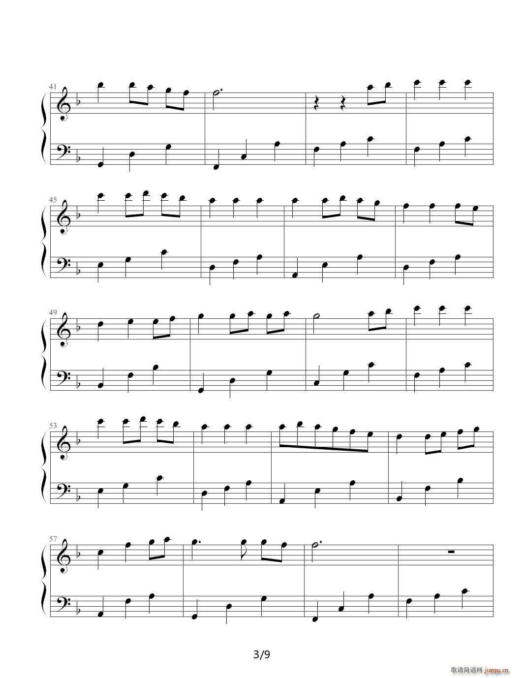 one summer day改编 F调(钢琴谱)3