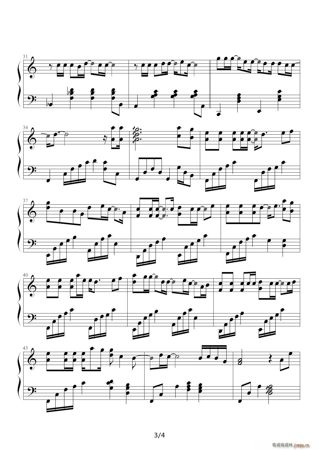 反复记号 蔡依林 C调(钢琴谱)3