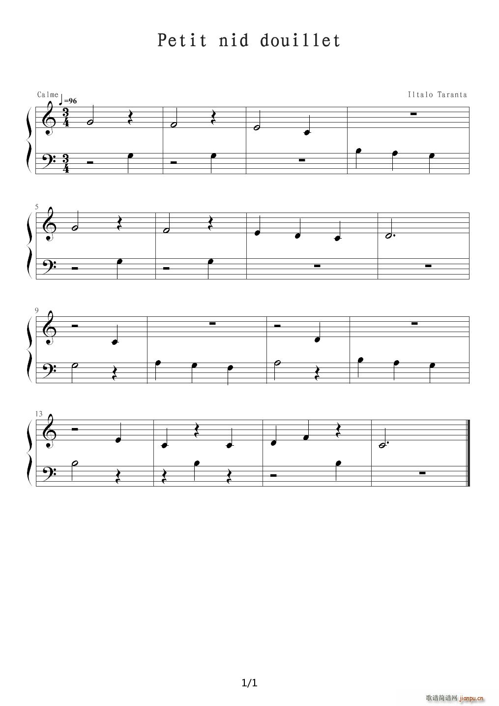 Petit nid douillet C调(钢琴谱)1