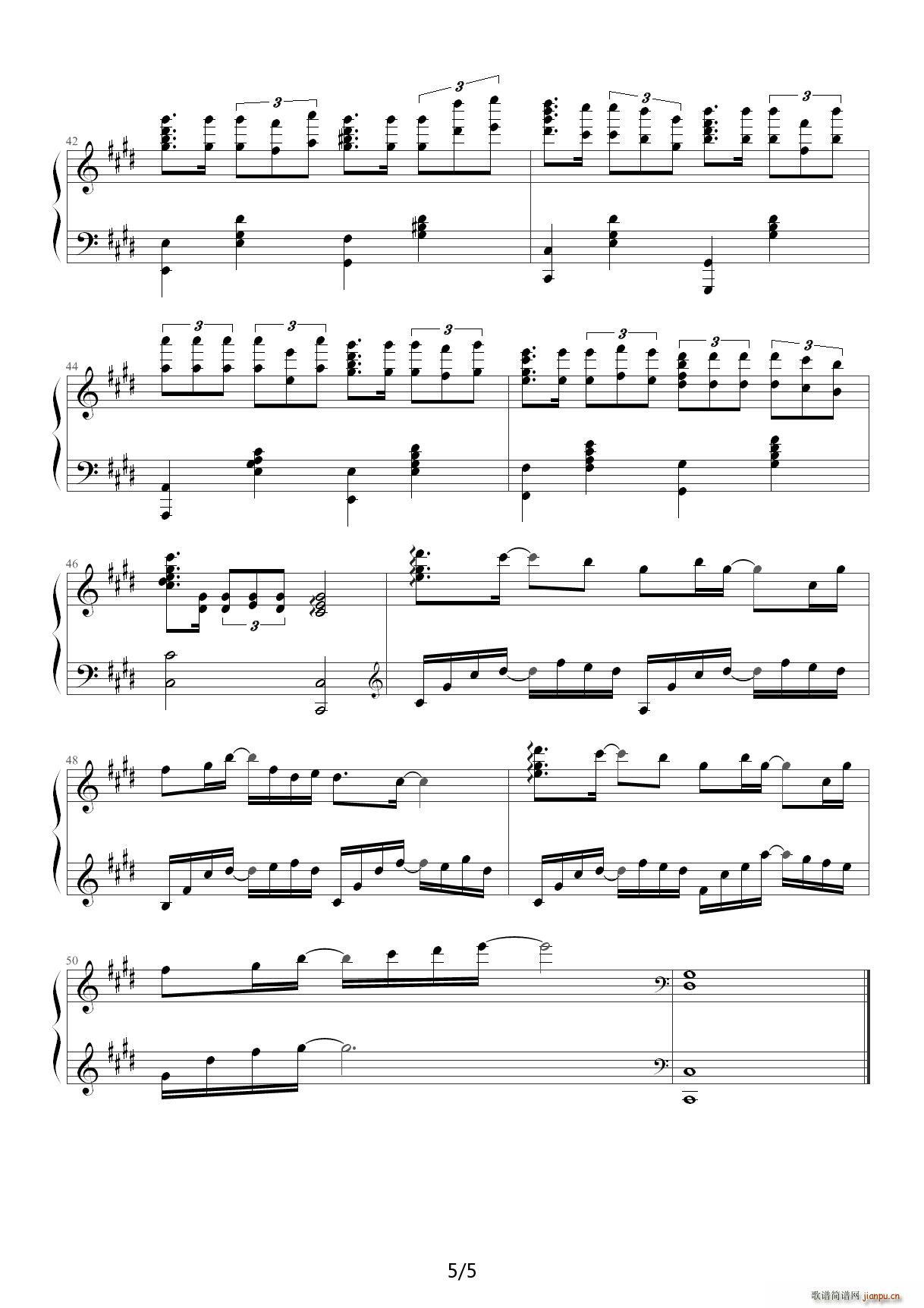 墨绿的泪 C调(钢琴谱)5