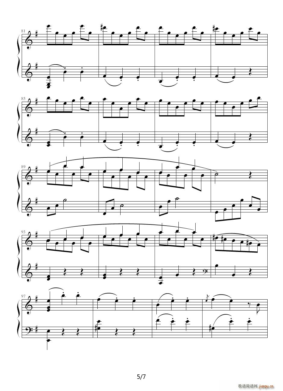 The Sound of Music 经典的钢琴曲 不下后悔(钢琴谱)5