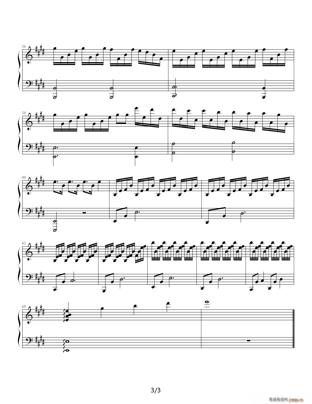 elisa Epilogue E调(钢琴谱)3