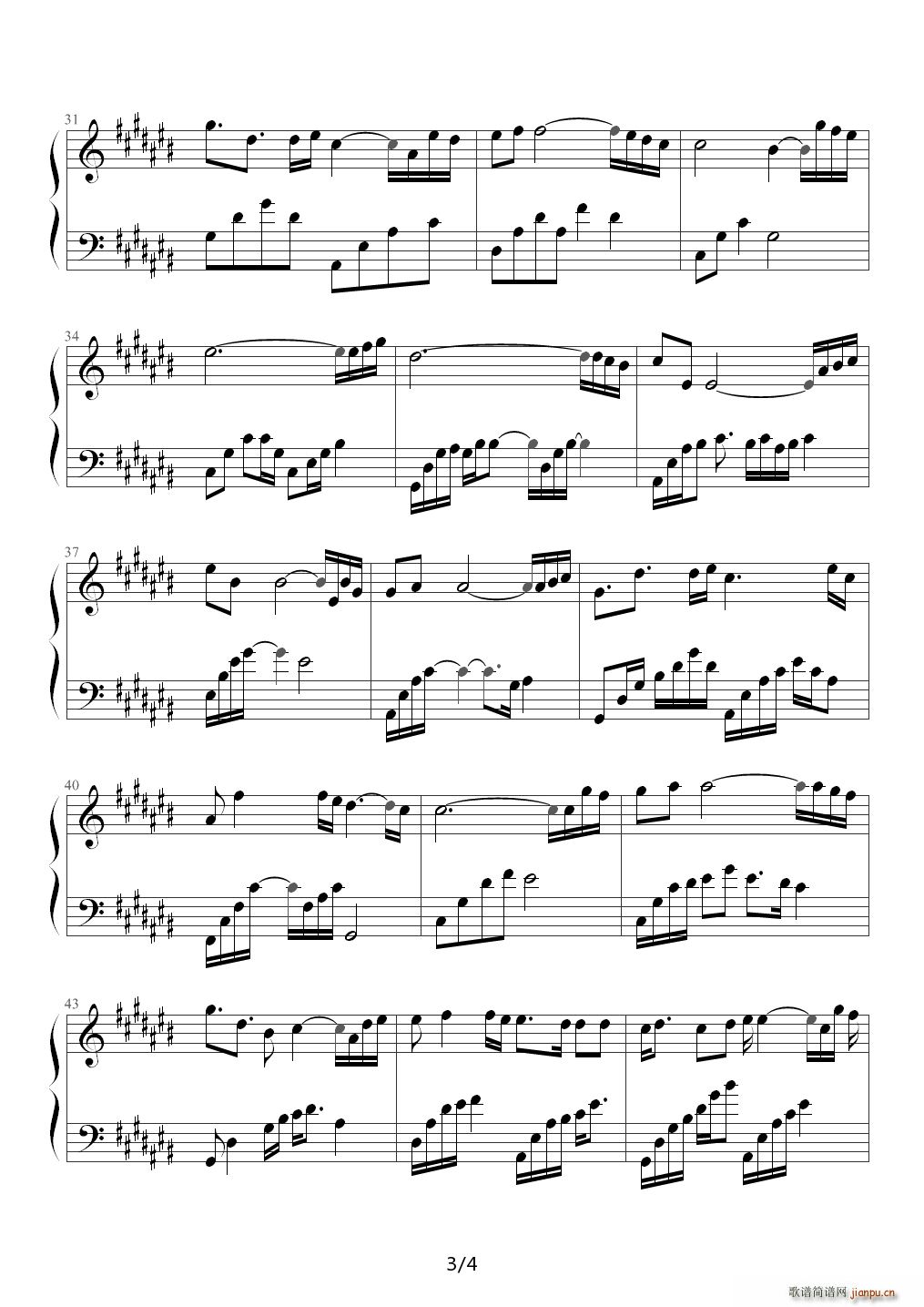 我的钢琴很简单 雷诺尔 降D调(钢琴谱)3