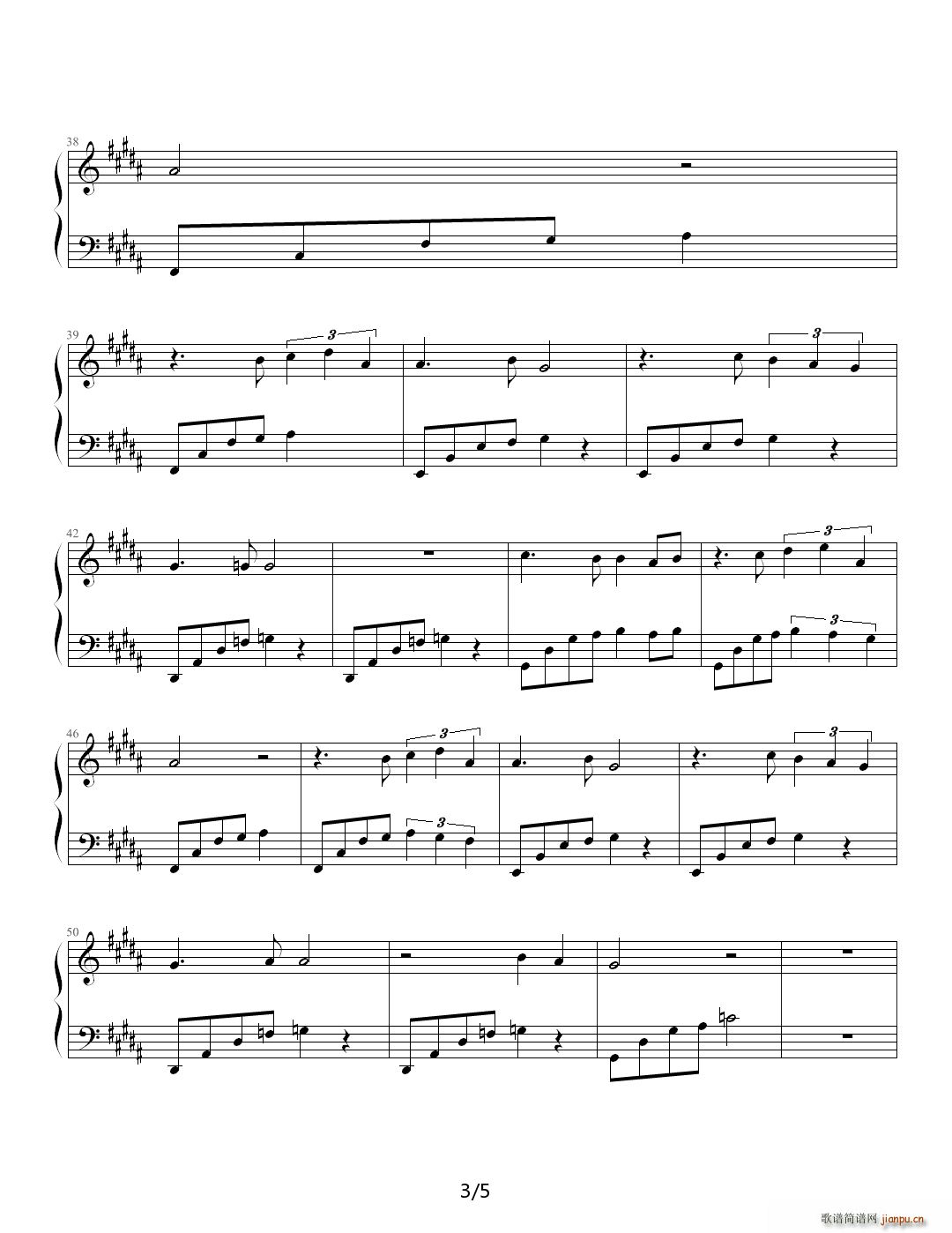 雨夜 B调(钢琴谱)3