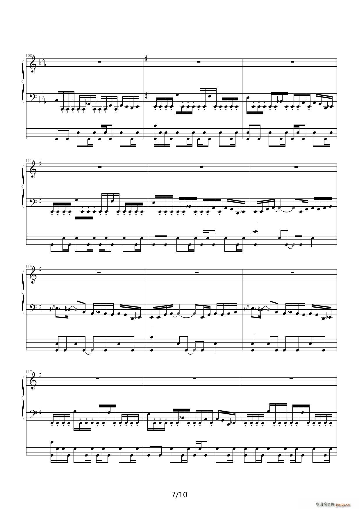 凌枫 雷死不偿命第三弹 C调(钢琴谱)7