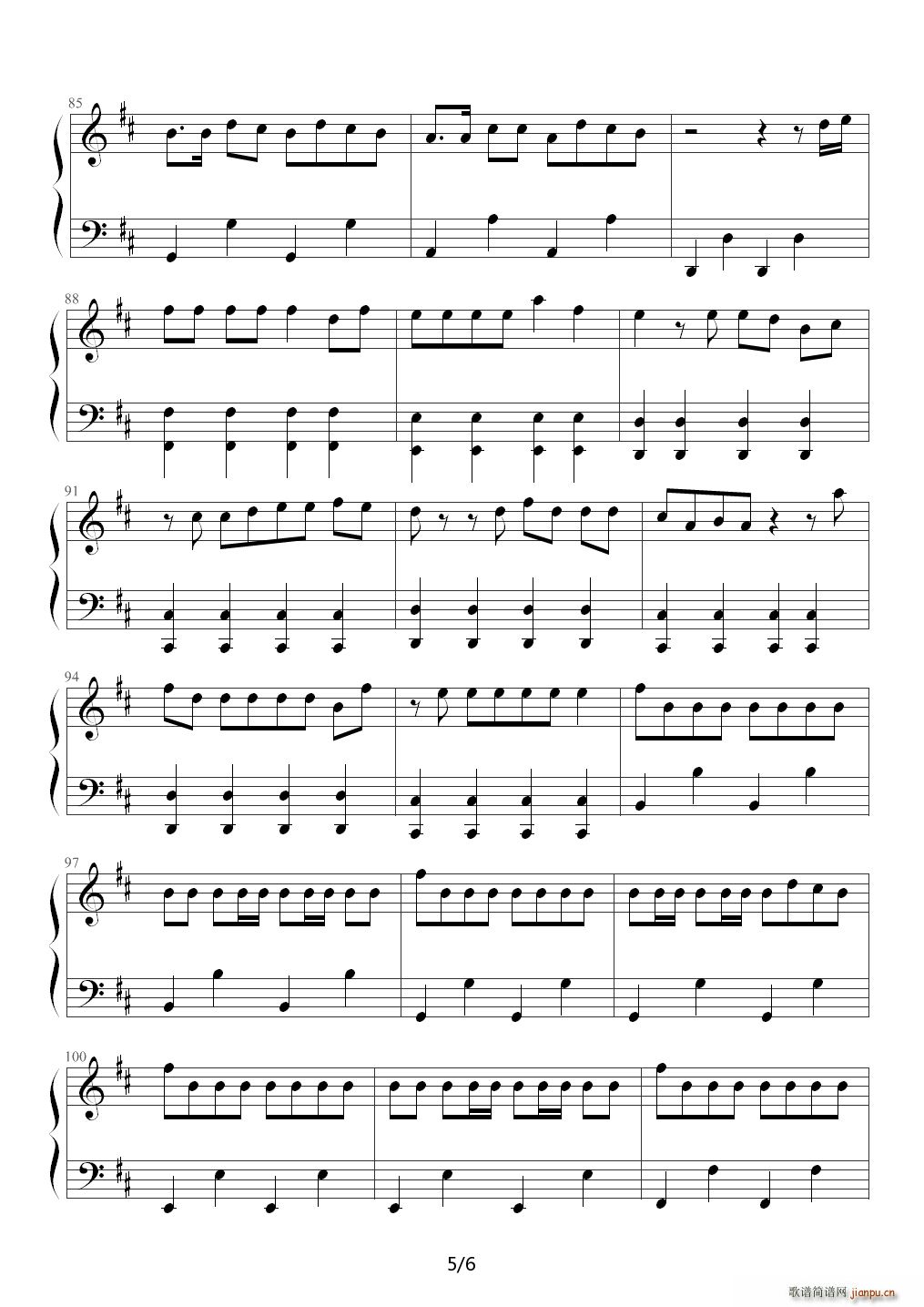 Mr Simple D调(钢琴谱)5