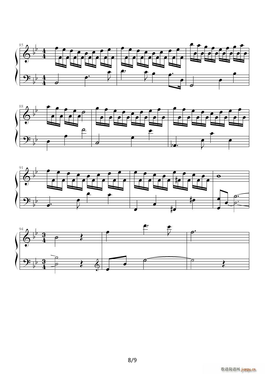 leaves on the seine 降B调(钢琴谱)8