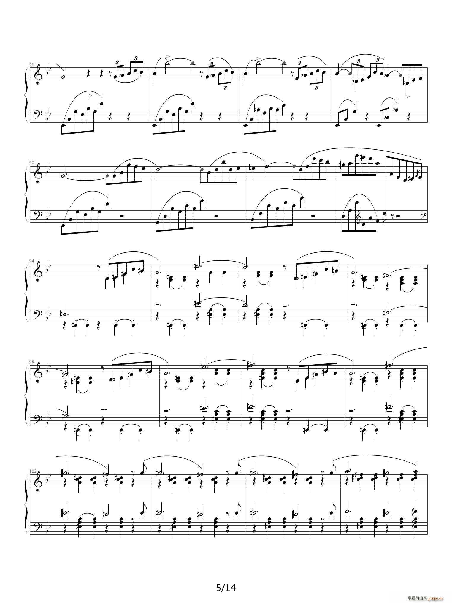 肖邦 g小调叙事曲 musicfish 雨田版 降B调(钢琴谱)5