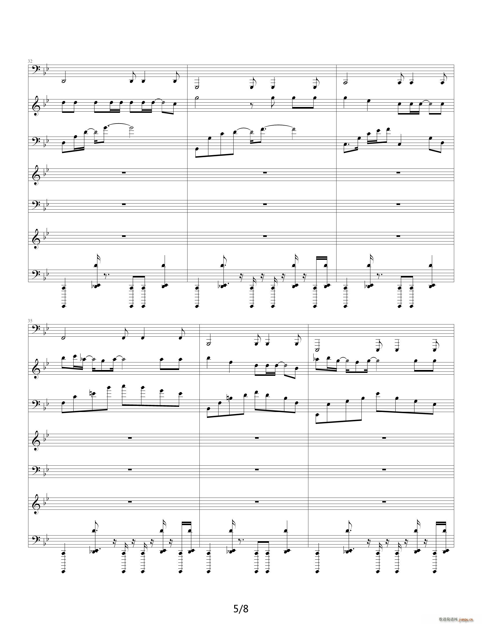 贝多芬的悲伤 降B调(钢琴谱)5