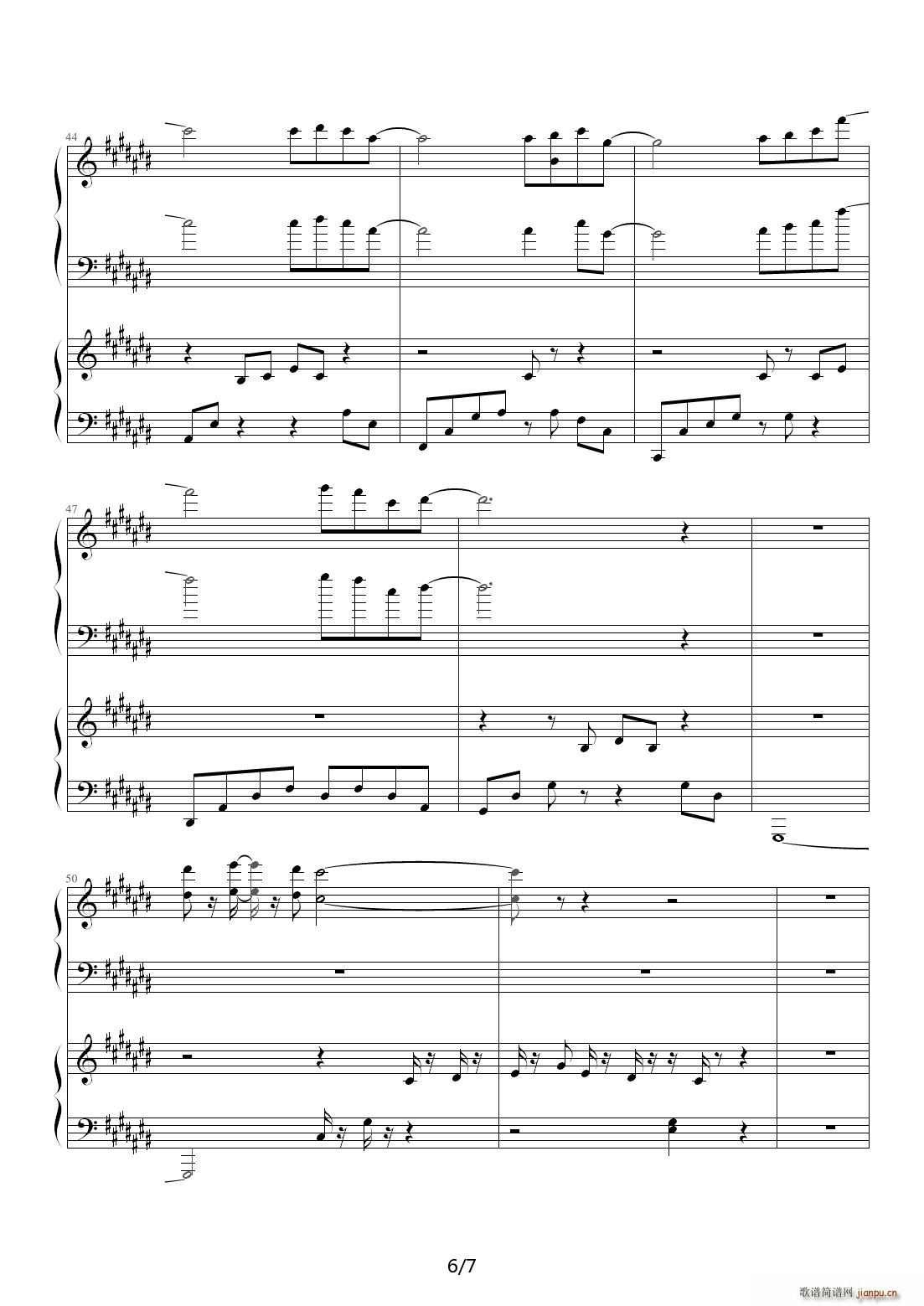 初夏之恋 降D调(钢琴谱)6