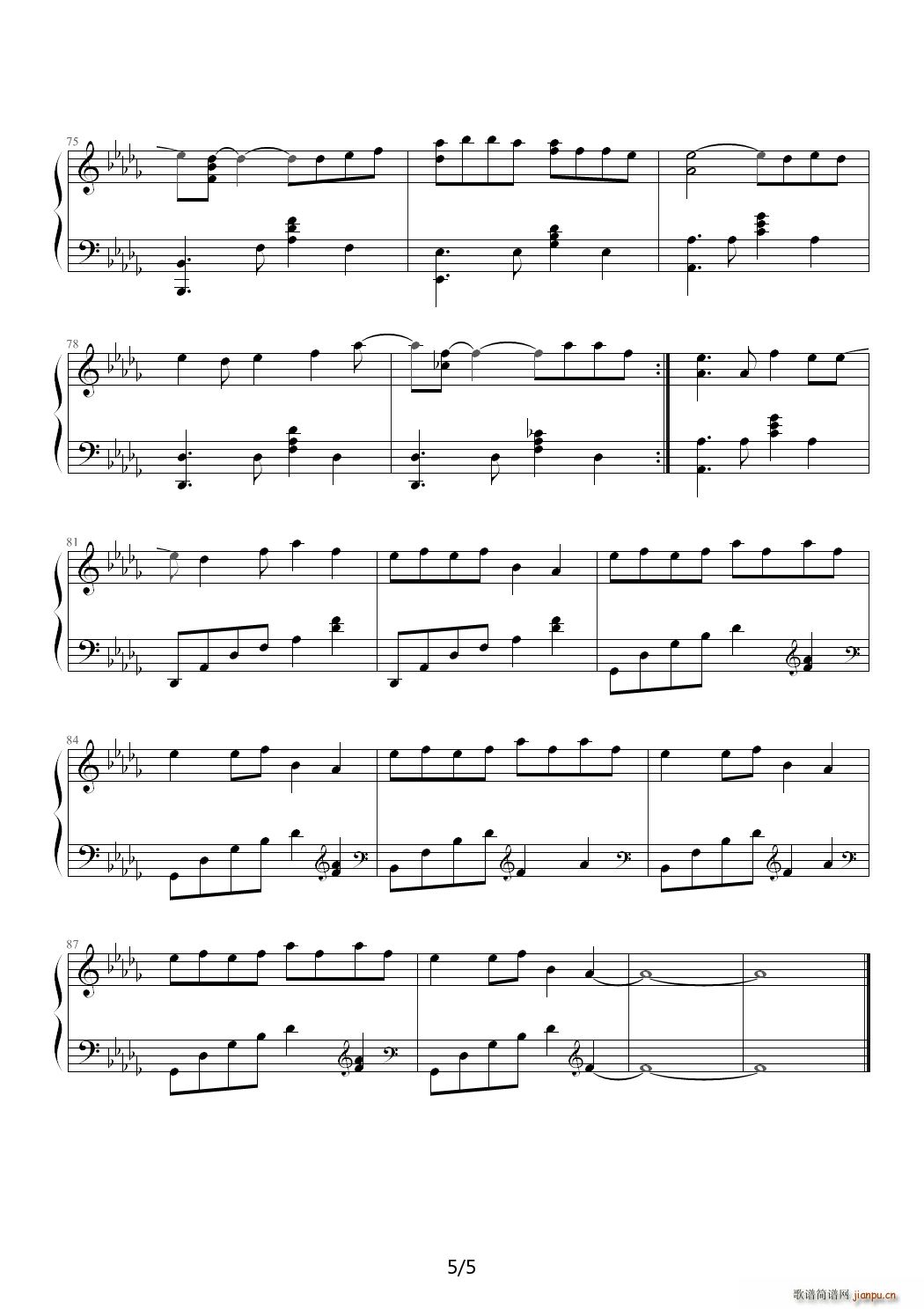 青花瓷周杰伦 C调(钢琴谱)5