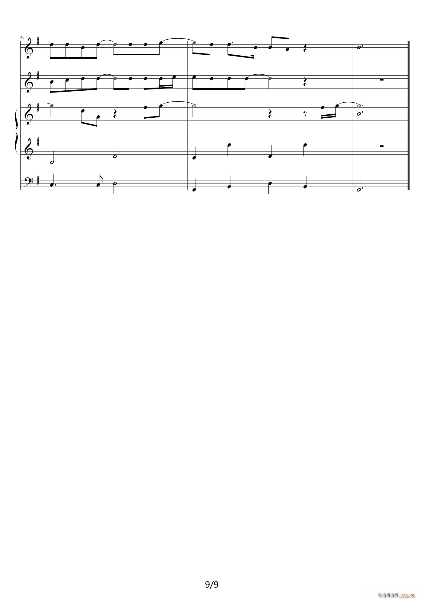 When you say nothing at all 三手联弹 G调(钢琴谱)9