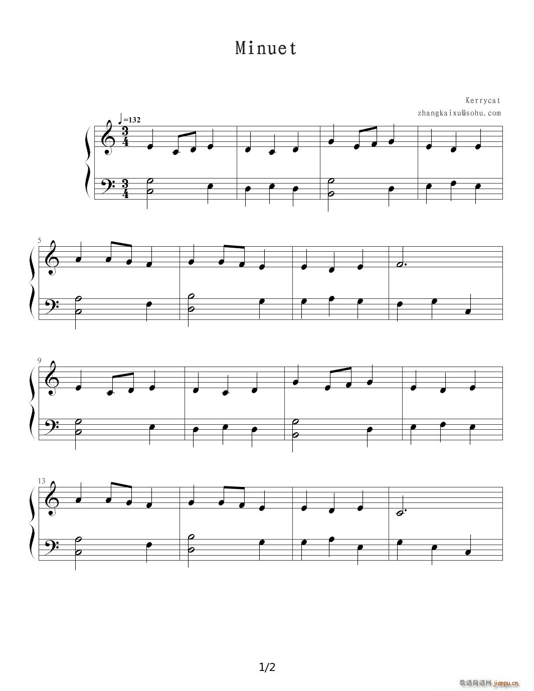 小步舞曲 C调(钢琴谱)1