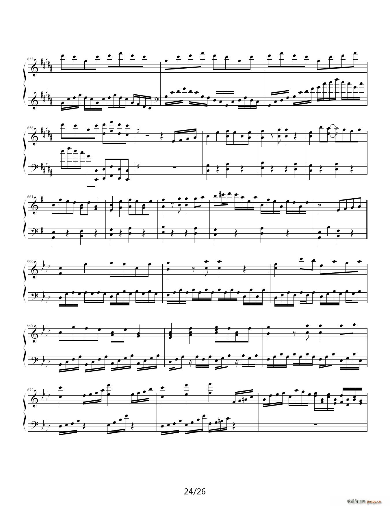 狂荬物w翔幻想 88IP酷使h 降A调(钢琴谱)24