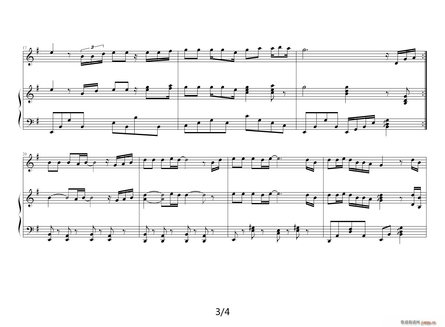 美丽年华 G调(钢琴谱)3