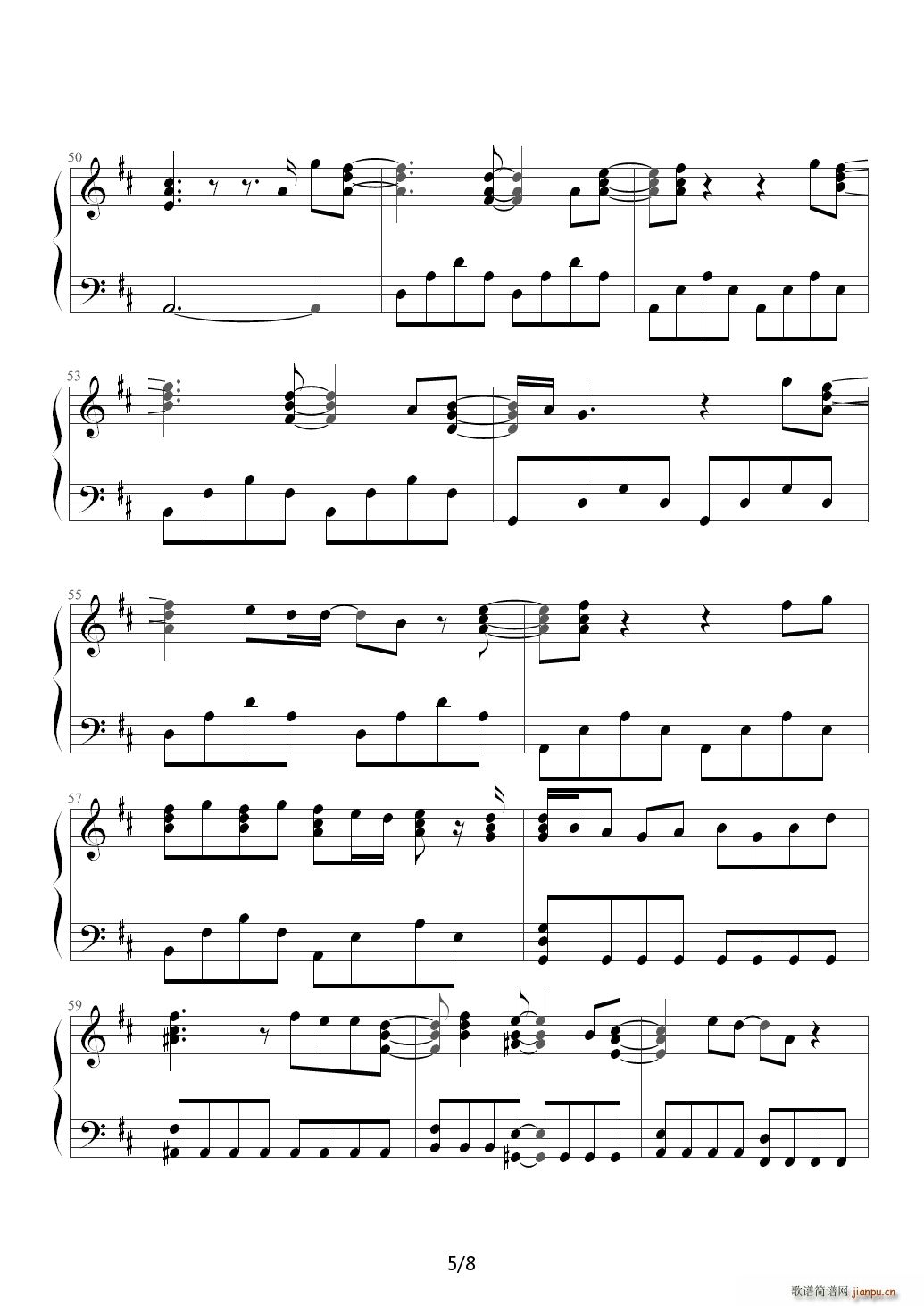 I need you tonight D调(钢琴谱)5