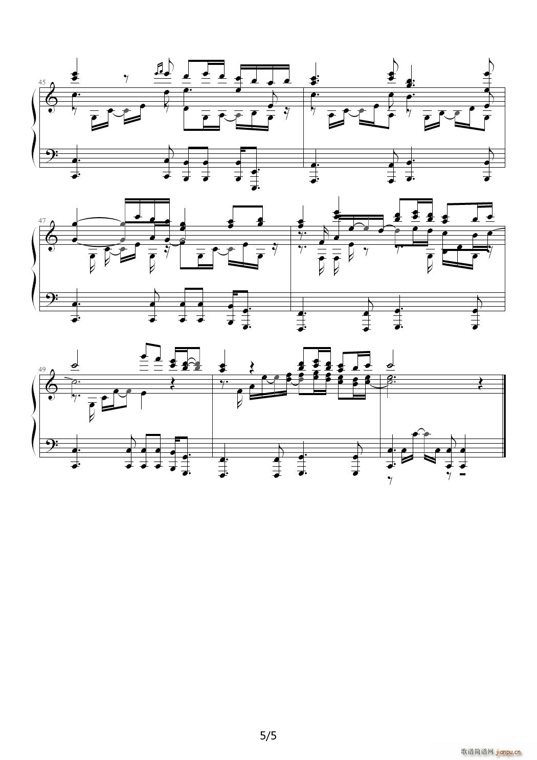 秋之回忆雨后Rare相摩希 C调(钢琴谱)5