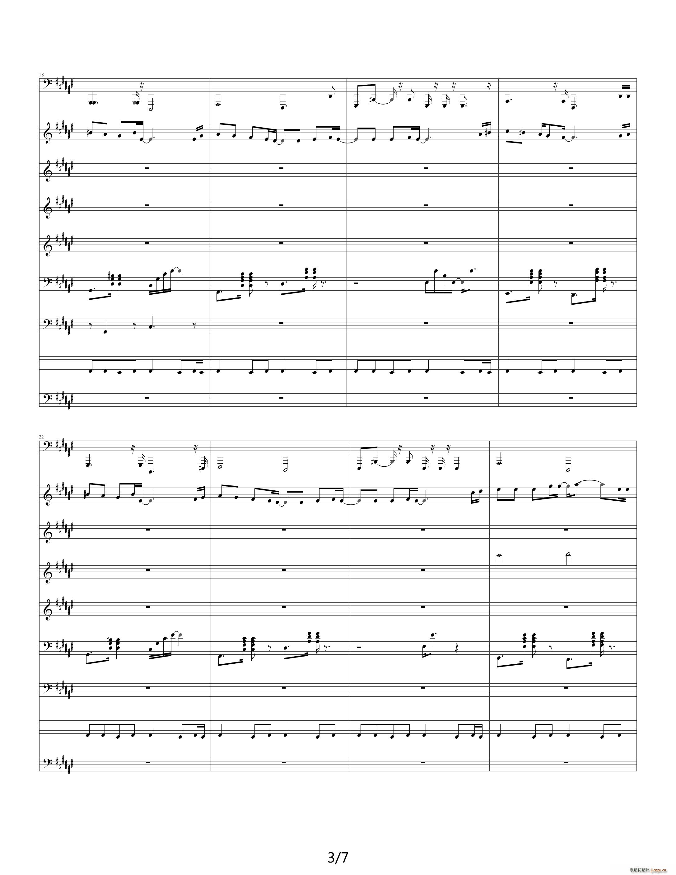 和平分手 降G调(钢琴谱)3