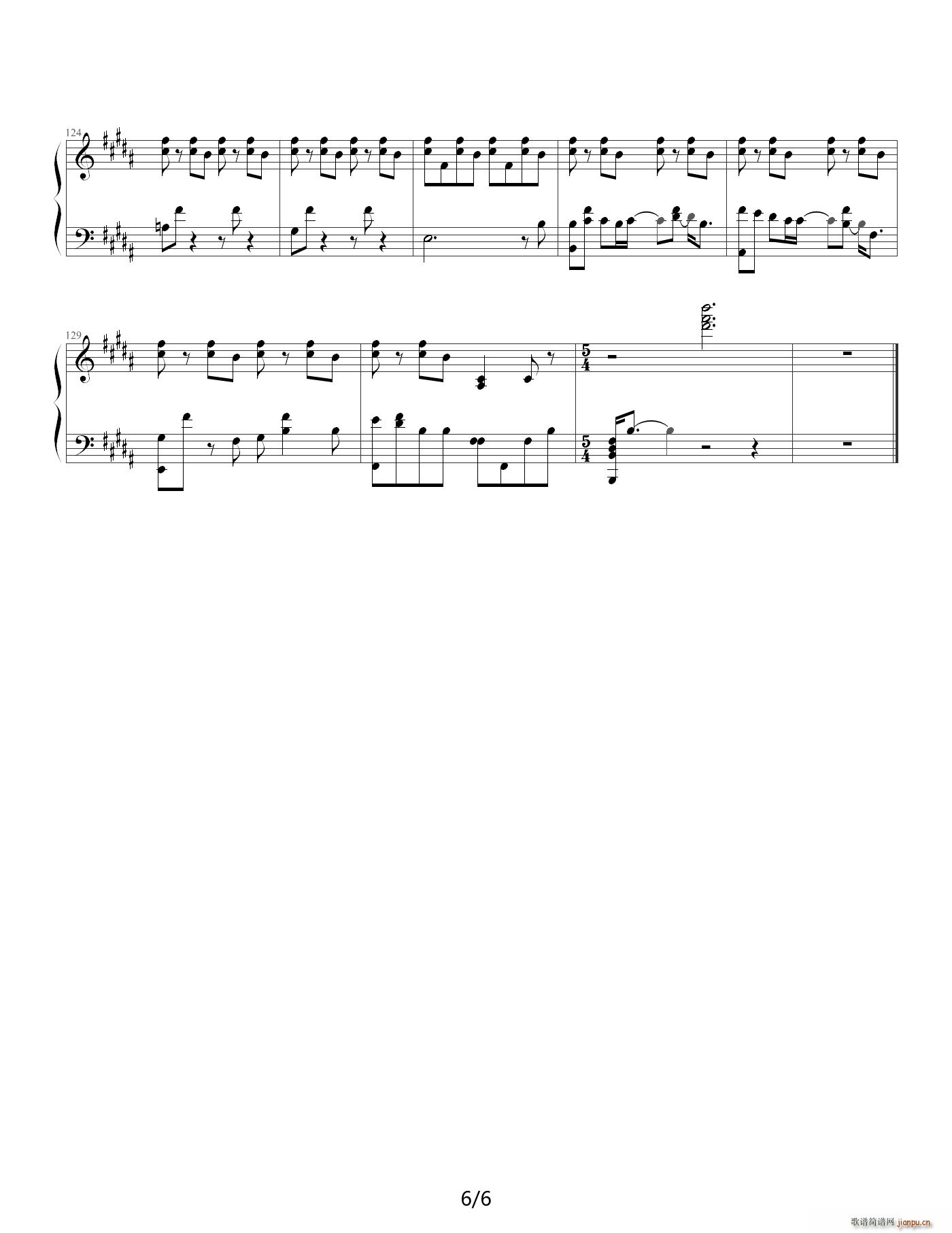 from y to y 触手猴版 B调(钢琴谱)6