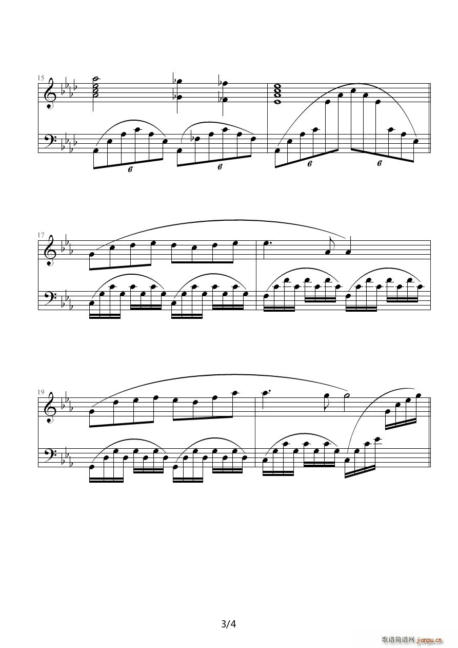 电影 叶塞尼娅 主题音乐 降A调(钢琴谱)3