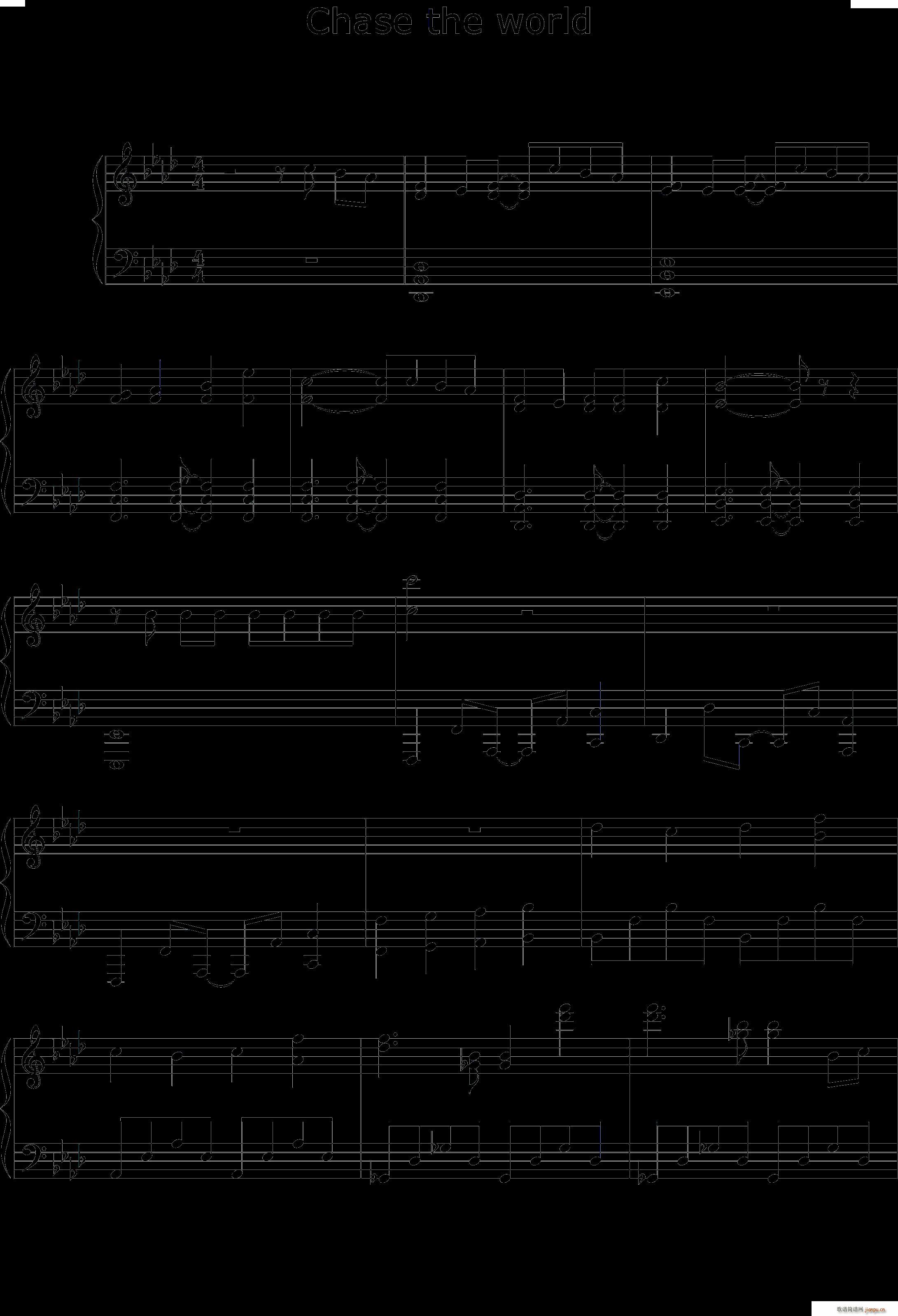 加速世界op1chase the world(钢琴谱)1