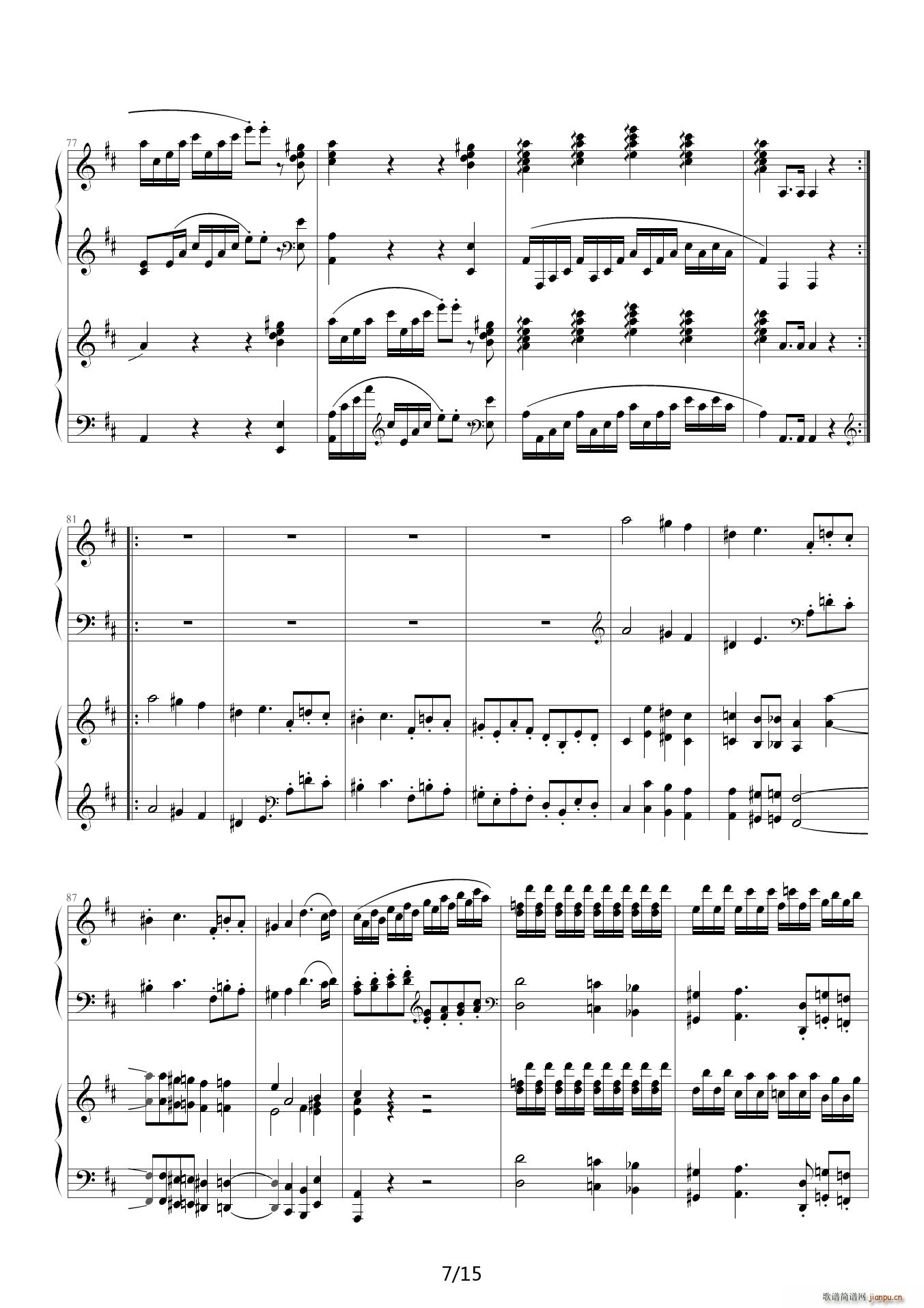 莫扎特D大调双钢琴奏鸣曲K448第一乐章(钢琴谱)7