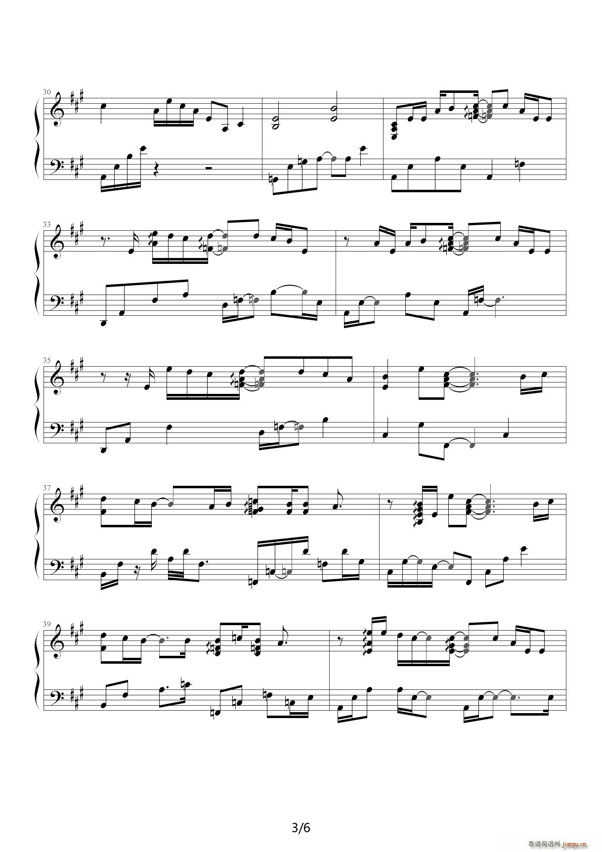 One more time one more chance A调(钢琴谱)3