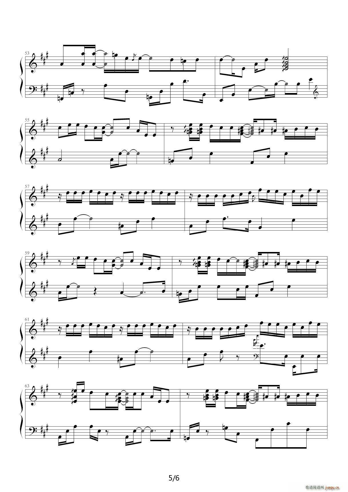 One more time one more chance A调(钢琴谱)5