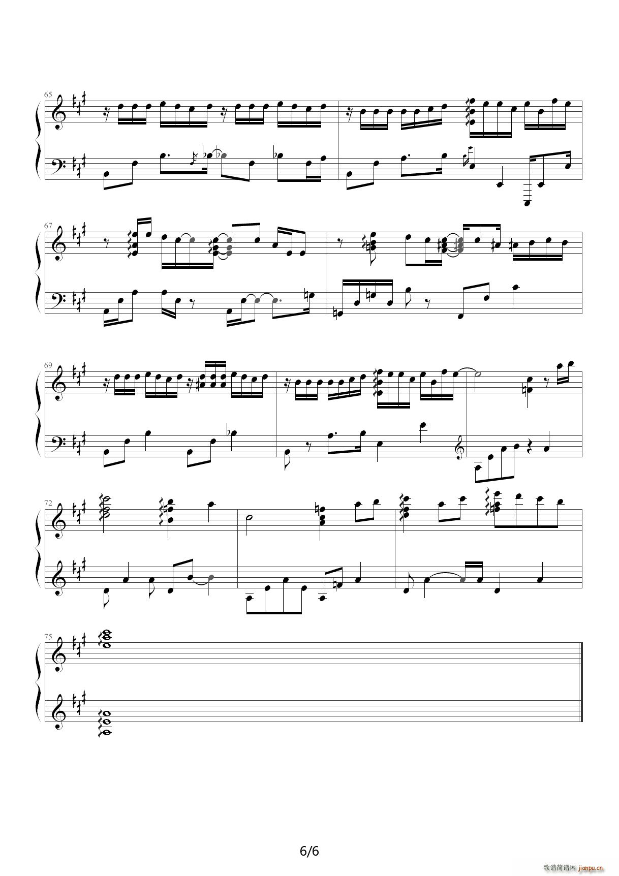 One more time one more chance A调(钢琴谱)6