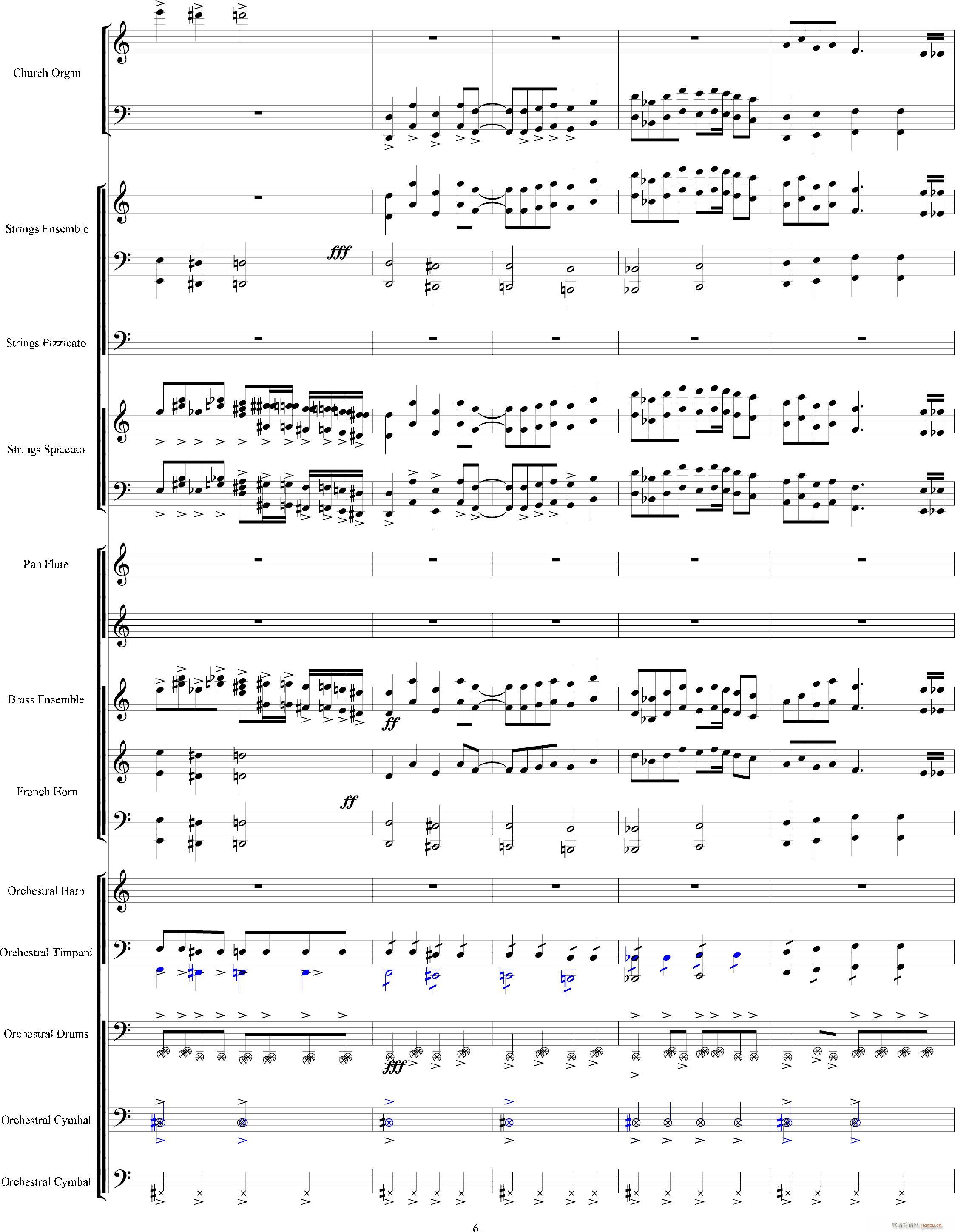 当管弦乐队遇上疯狂爵士鼓手 震撼(钢琴谱)6