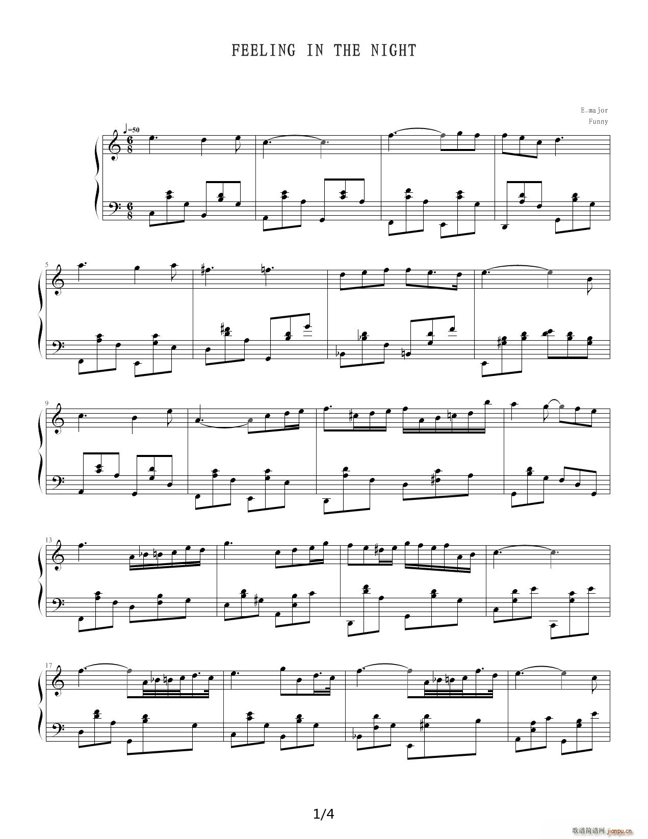 Feeling in the night C调(钢琴谱)1