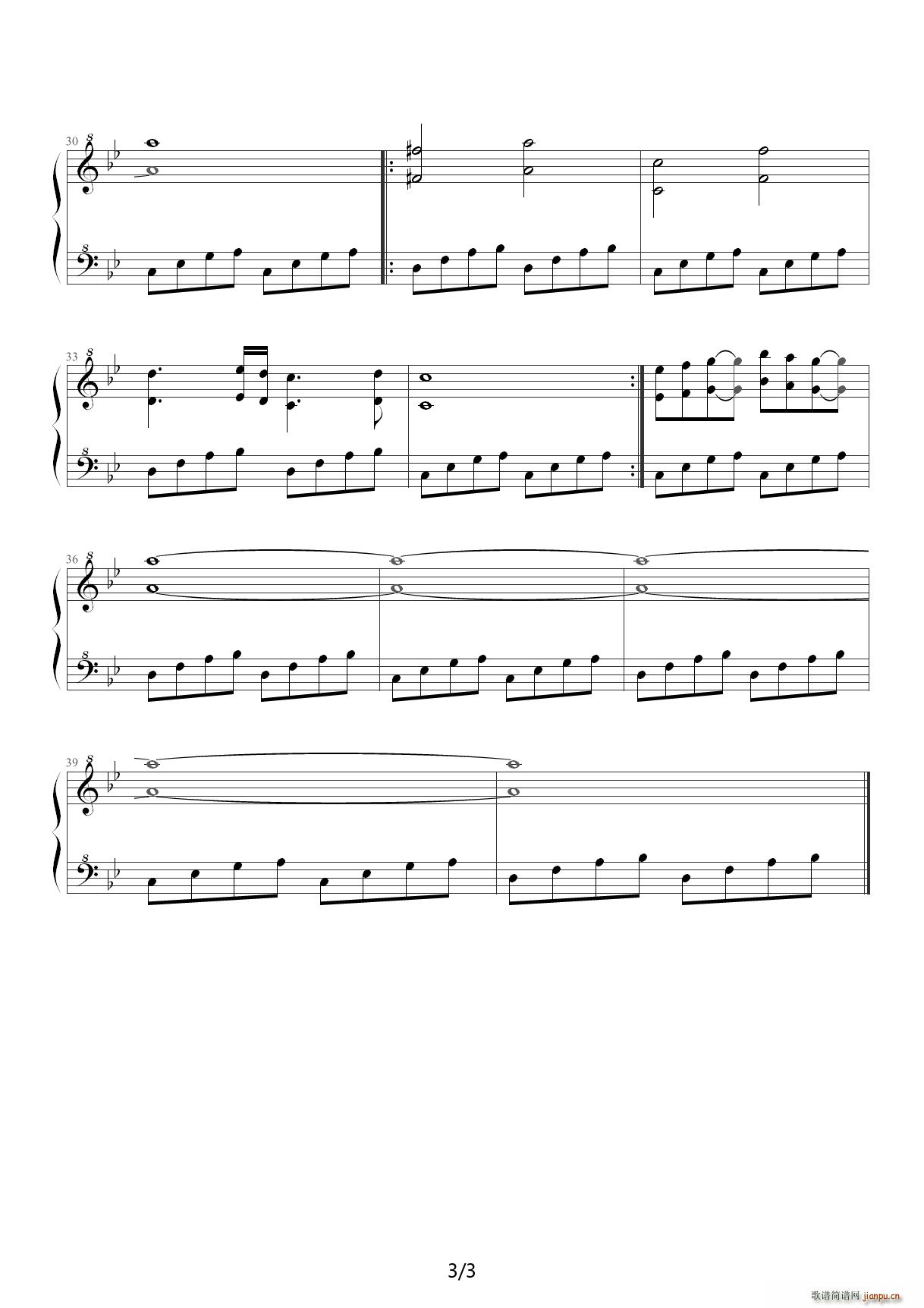 时间之路 降B调(钢琴谱)3