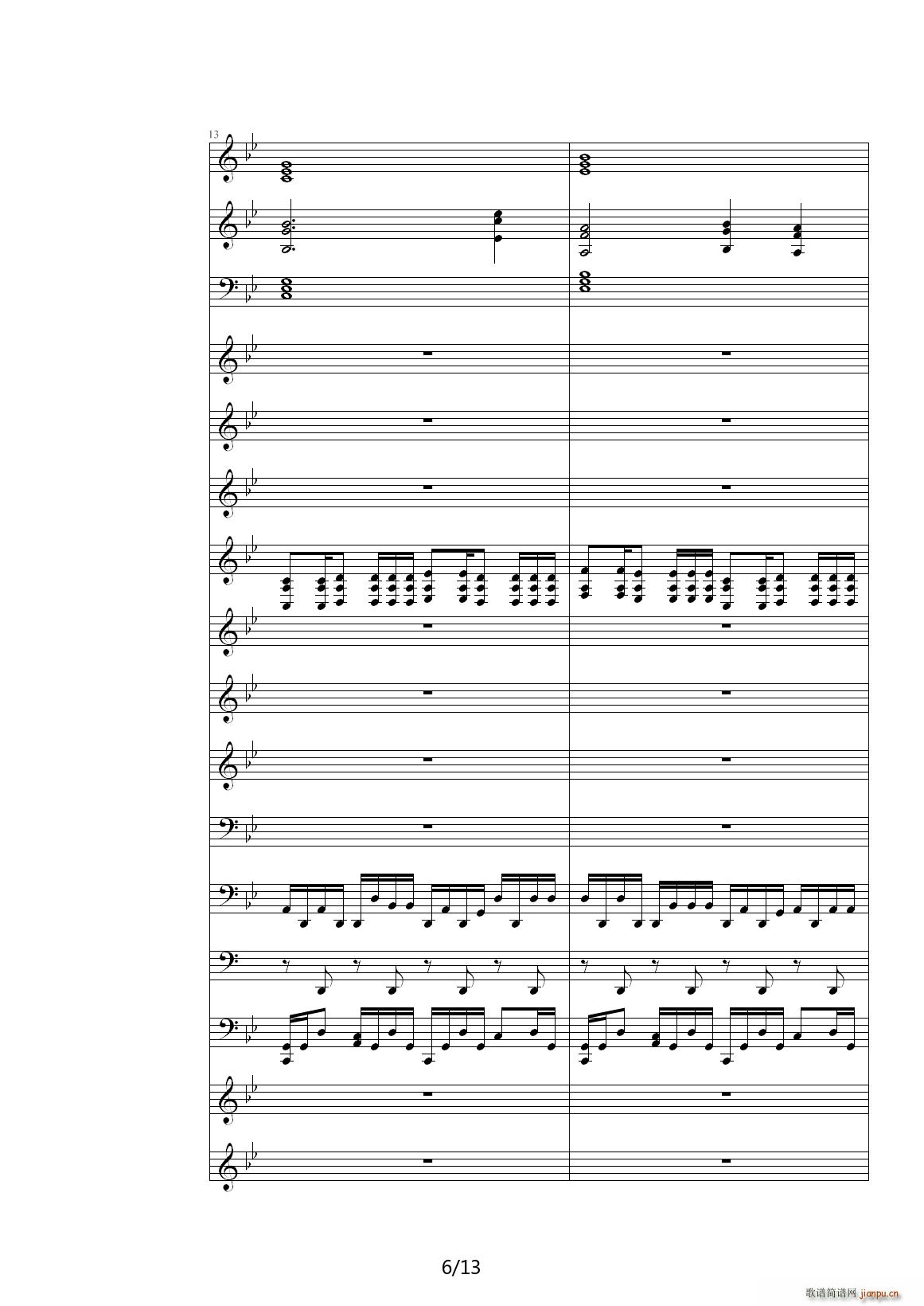 奇幻音乐作品 降B调(钢琴谱)6