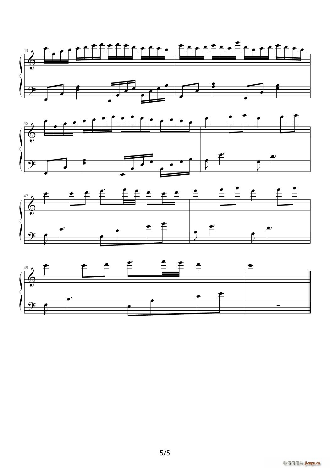 The Story of the Knight in White C调(钢琴谱)5