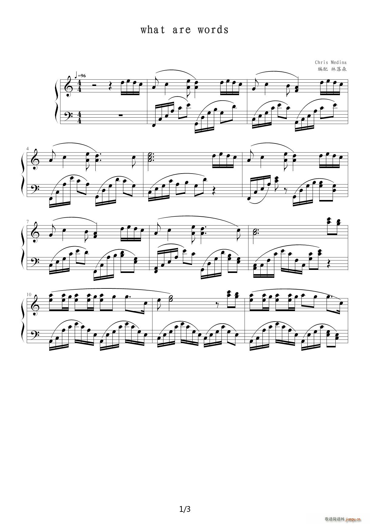 what are wolds C调(钢琴谱)1