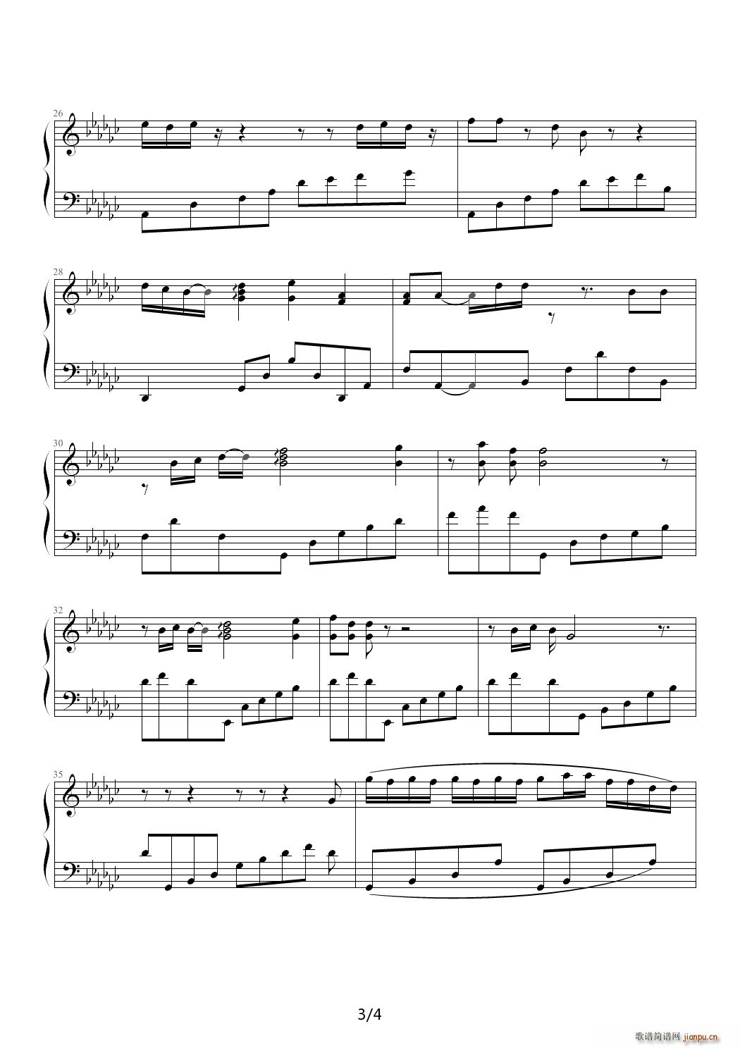 忘记了 降G调(钢琴谱)3