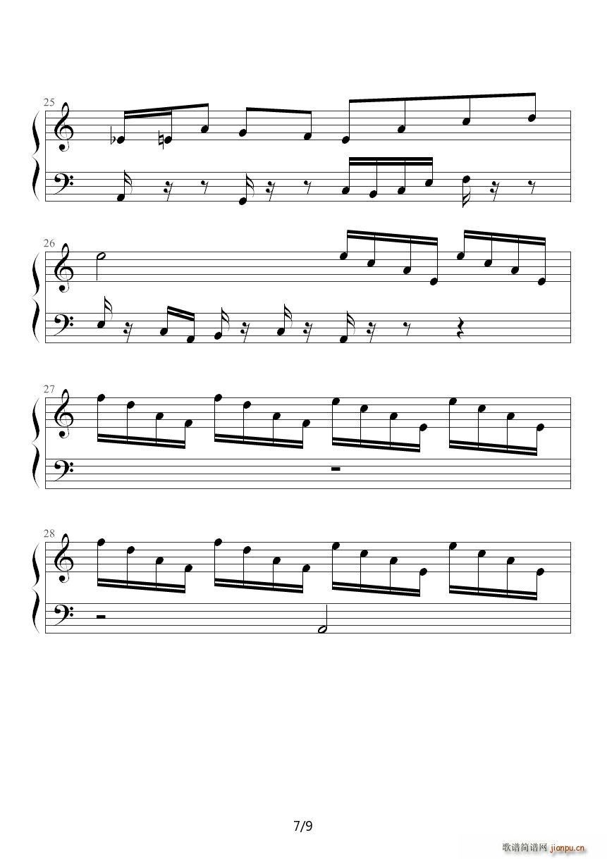 植物大战僵尸背景音乐草坪白天(钢琴谱)7