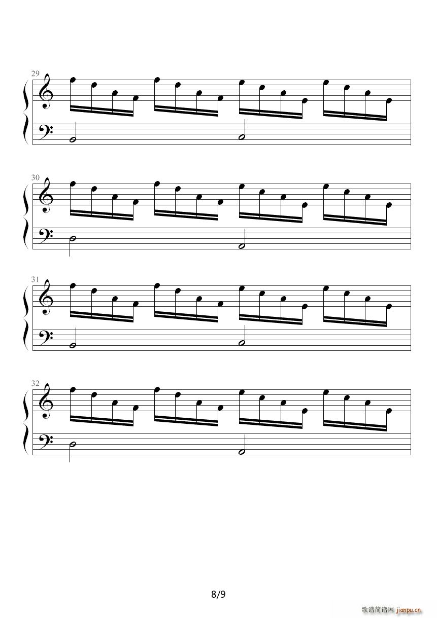 植物大战僵尸背景音乐草坪白天(钢琴谱)8