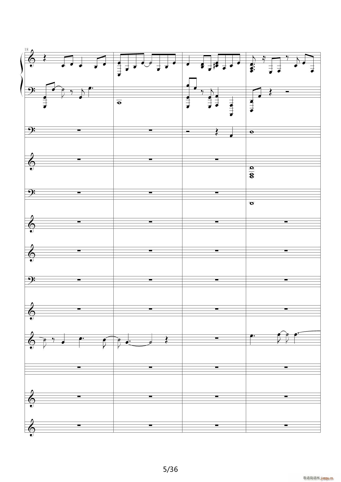 李香兰 C调(钢琴谱)5