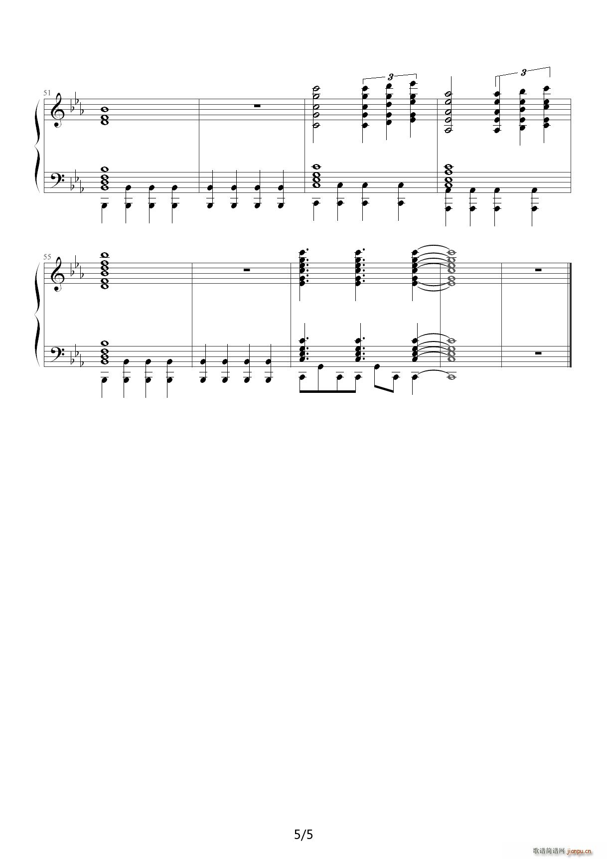 圣斗士星矢主题曲 四手联弹 降E调(钢琴谱)5