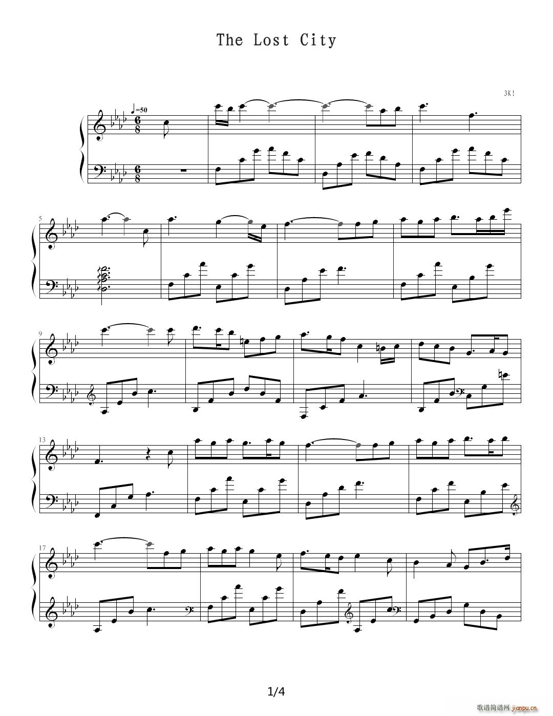 The Lost City 降A调(钢琴谱)1