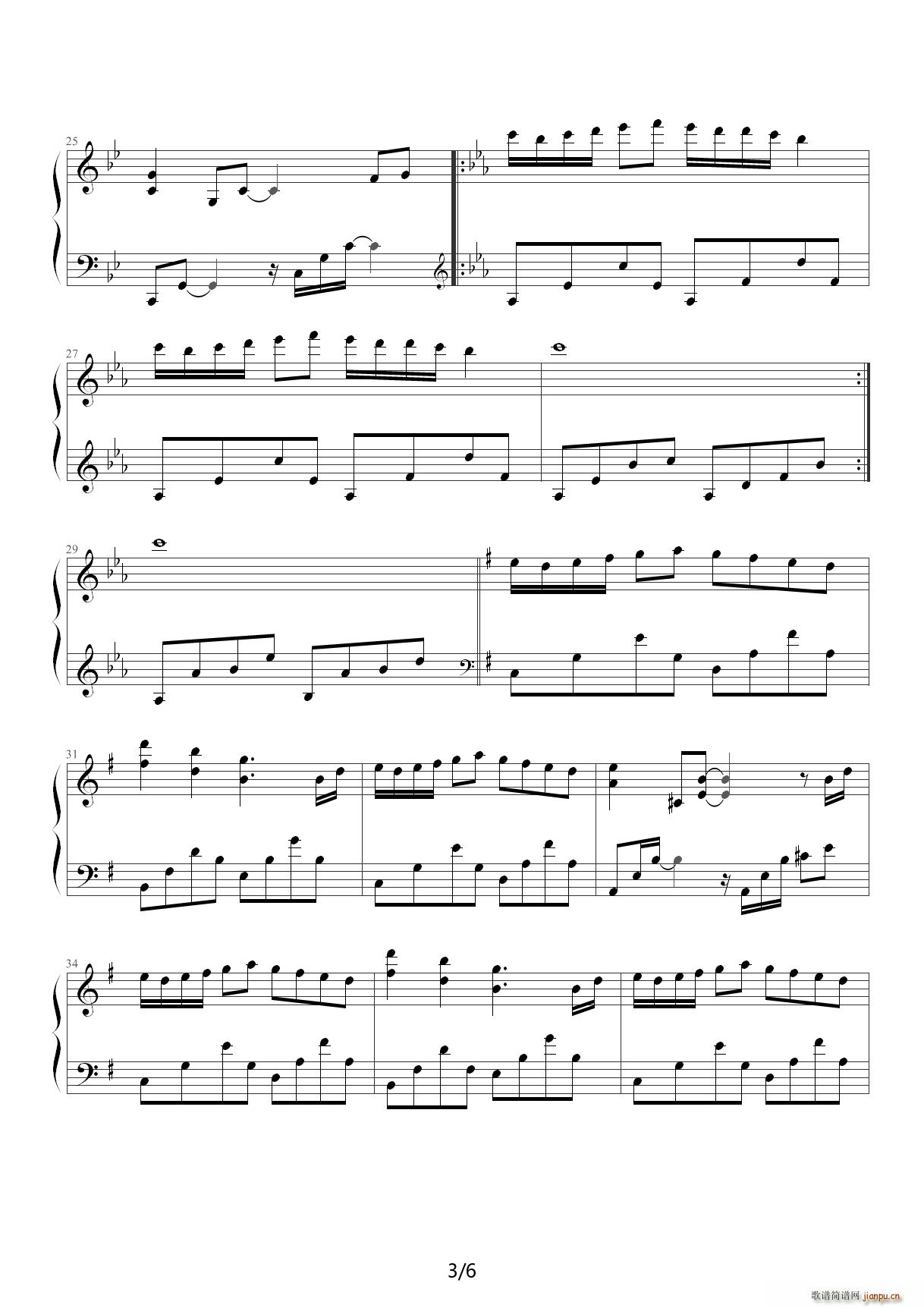 小溪之歌 降E调(钢琴谱)3