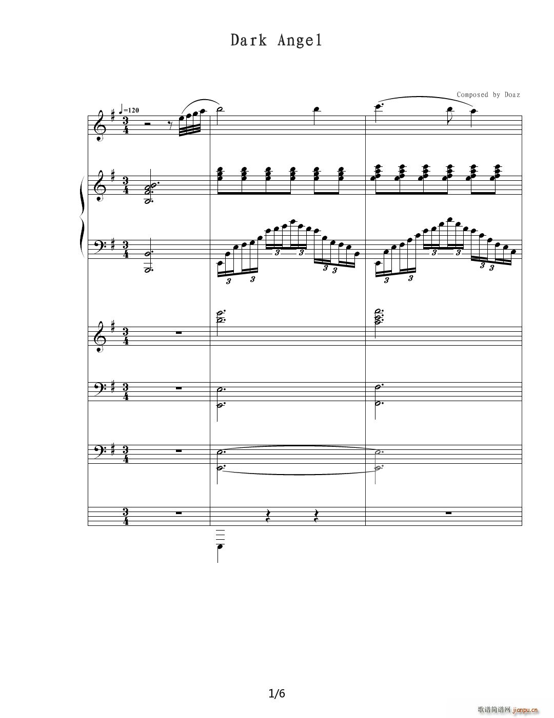 Dark Angel G调(钢琴谱)1