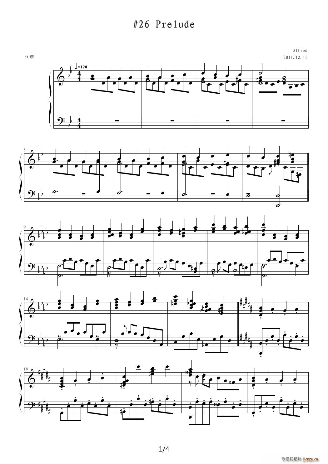 26 Prelude 降B调(钢琴谱)1