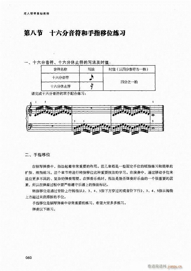 成人钢琴基础教程目录1 80(钢琴谱)62