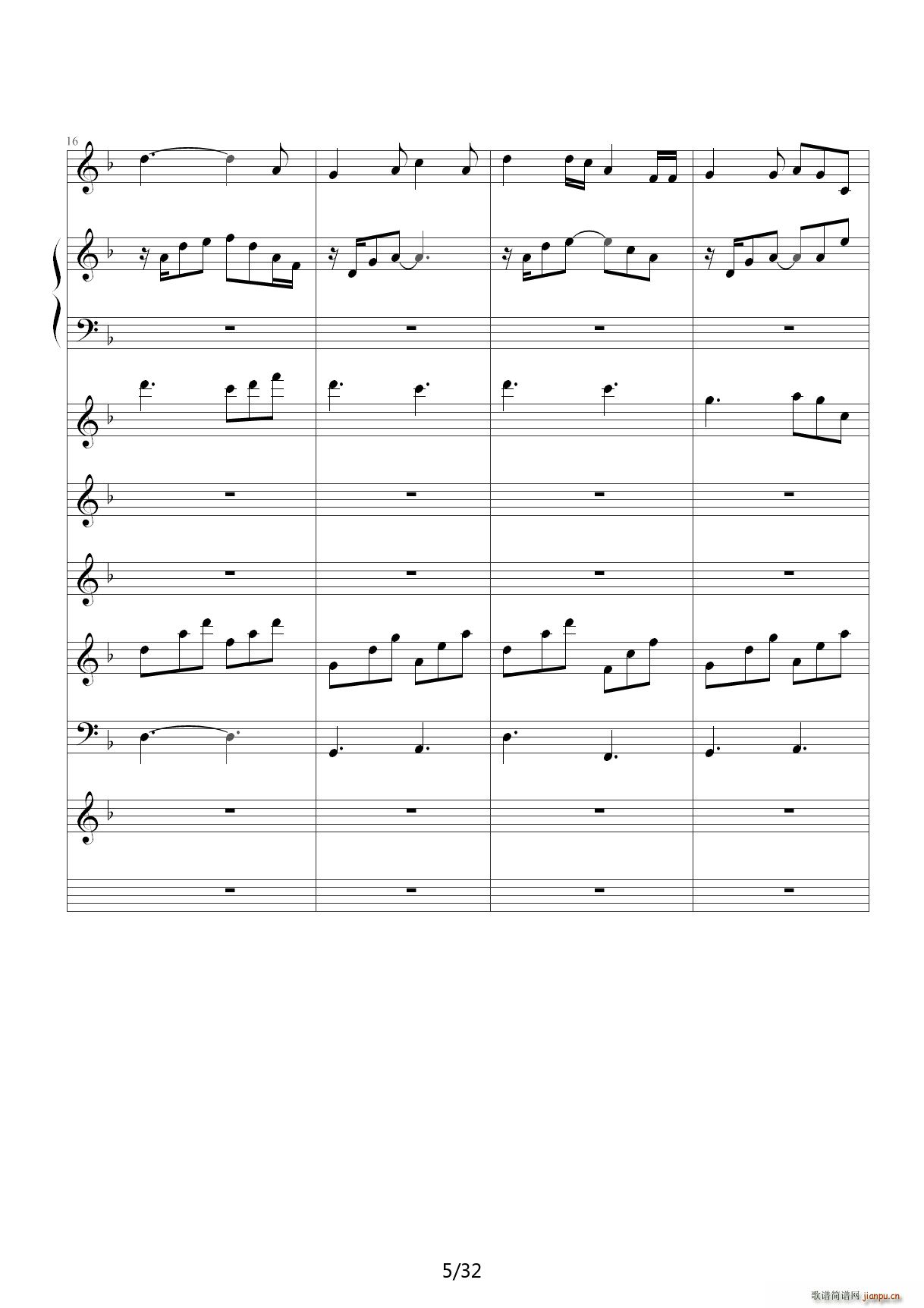 从头再来 F调(钢琴谱)5